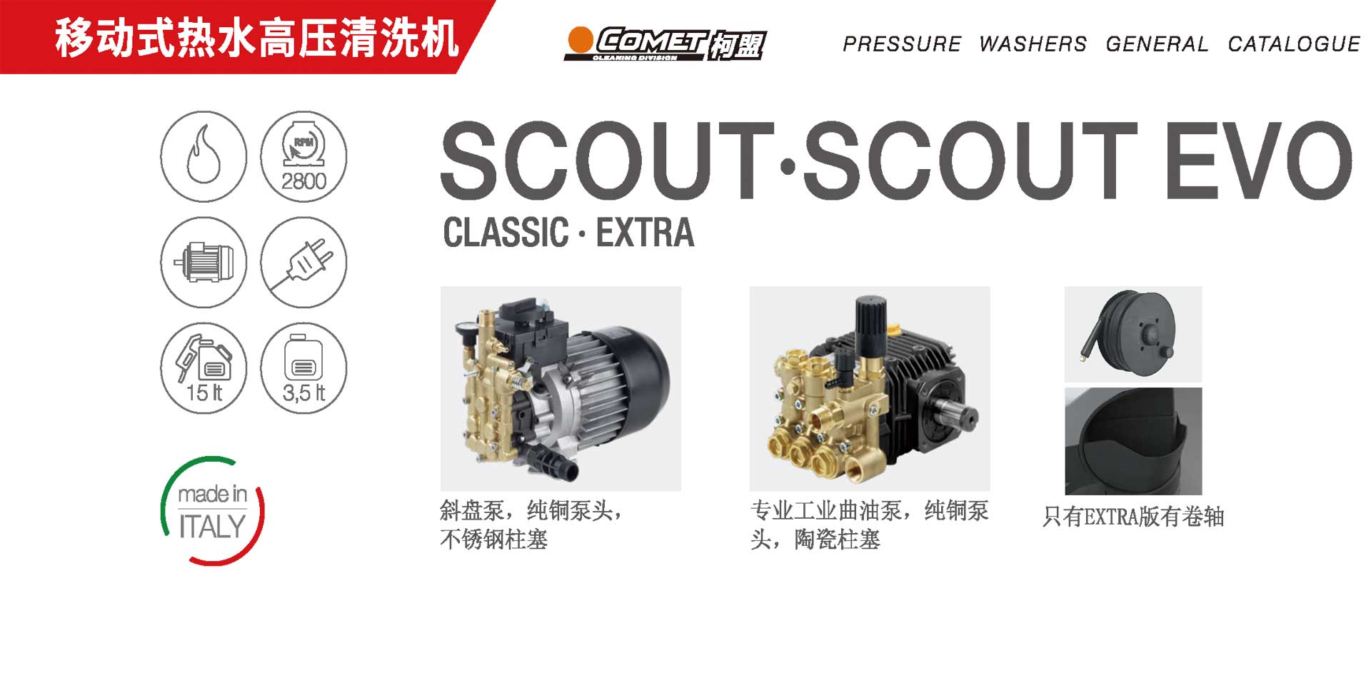 柯盟高溫高壓沖洗機,SCOUT EVO 160 EXTRA 230/50熱水高壓沖洗機